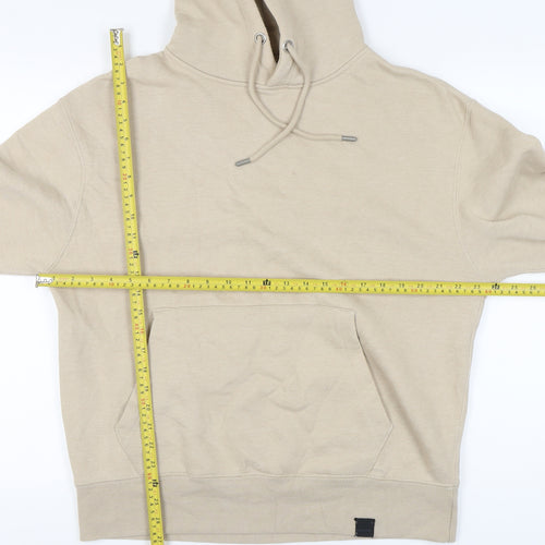 Pull&Bear Men’s Beige Pullover Hoodie Size M Fleece Long Sleeve