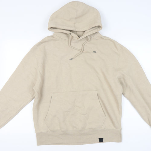 Pull&Bear Men’s Beige Pullover Hoodie Size M Fleece Long Sleeve