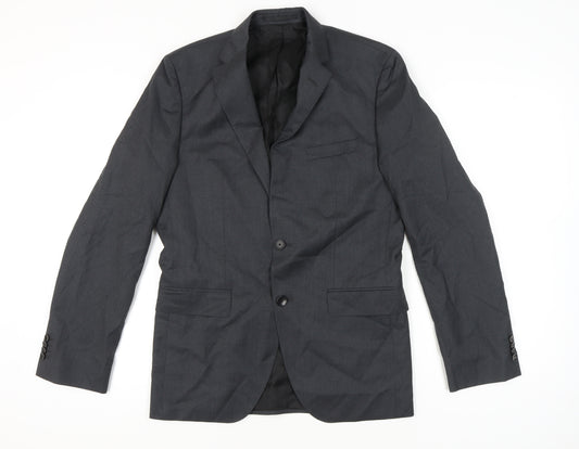 Hugo Boss Men’s Grey Wool Blazer Jacket Size 38R Regular Fit