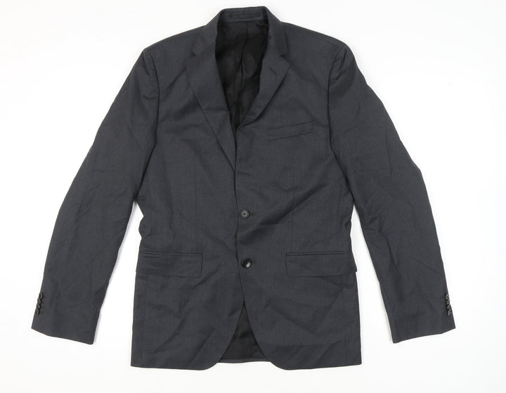 Hugo Boss Men’s Grey Wool Blazer Jacket Size 38R Regular Fit