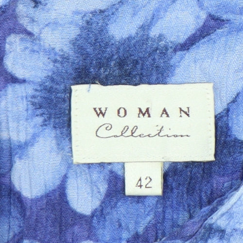 Woman Collection Women's Blue Floral Sheath Dress Size 14