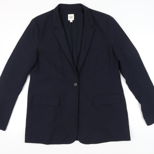 GAP Womens Blue XL Tall Single Breasted Blazer Jacket Workwear