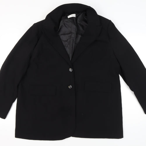 MNG Womens Black 2XL Single-Breasted Blazer Jacket Workwear