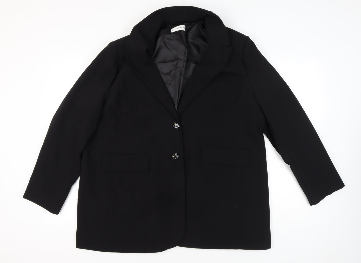 MNG Womens Black 2XL Single-Breasted Blazer Jacket Workwear