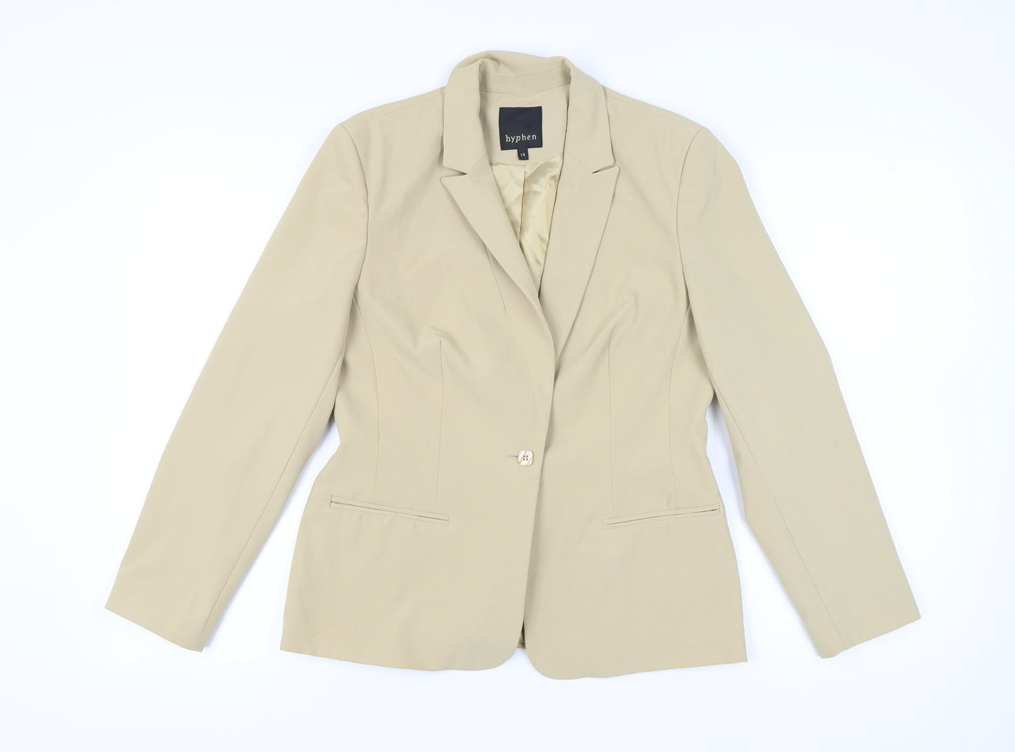 Hyphen Women Beige Blazer Jacket UK 14 Tailored Work Formal
