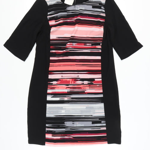Anthology Womens Black Multicoloured Striped Sheath Dress Size 12