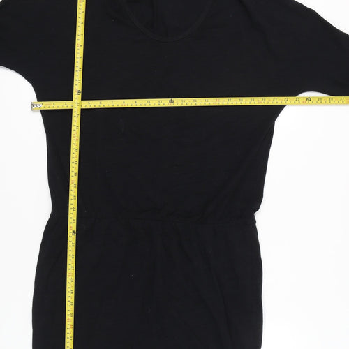 Hush Women Black XL T-Shirt Dress Scoop Neck Half Sleeve Cotton Blend