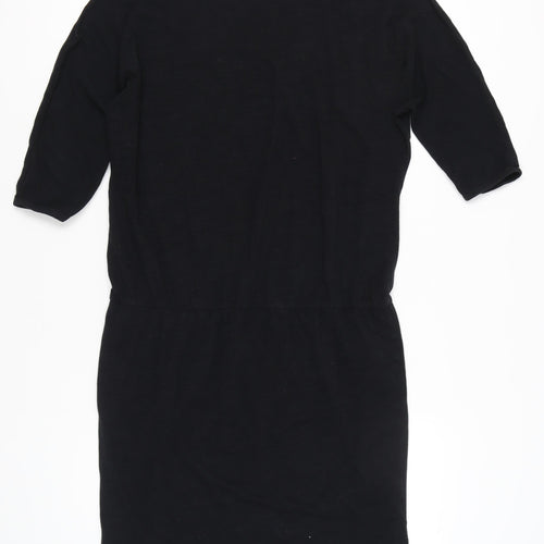 Hush Women Black XL T-Shirt Dress Scoop Neck Half Sleeve Cotton Blend