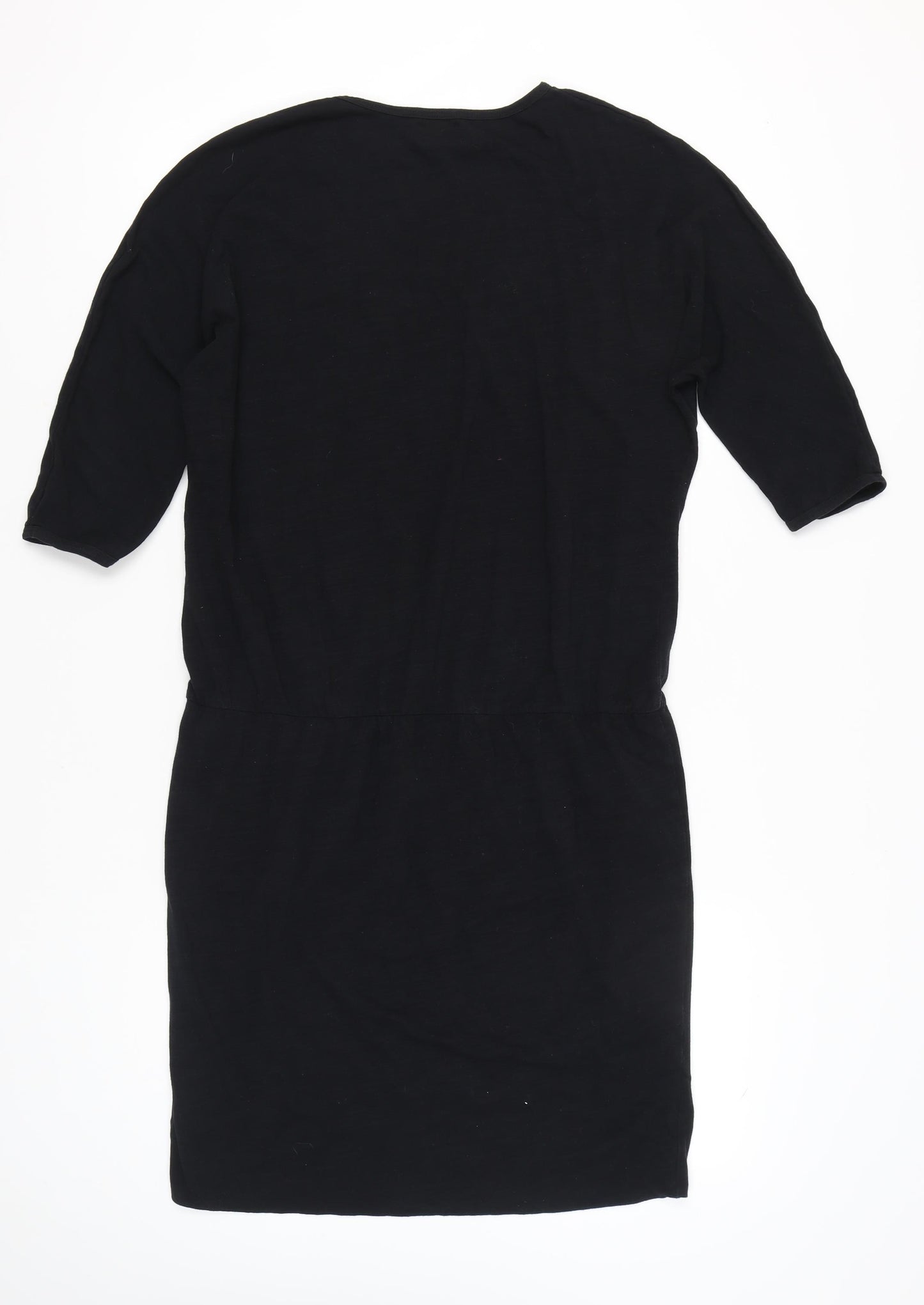 Hush Women Black XL T-Shirt Dress Scoop Neck Half Sleeve Cotton Blend