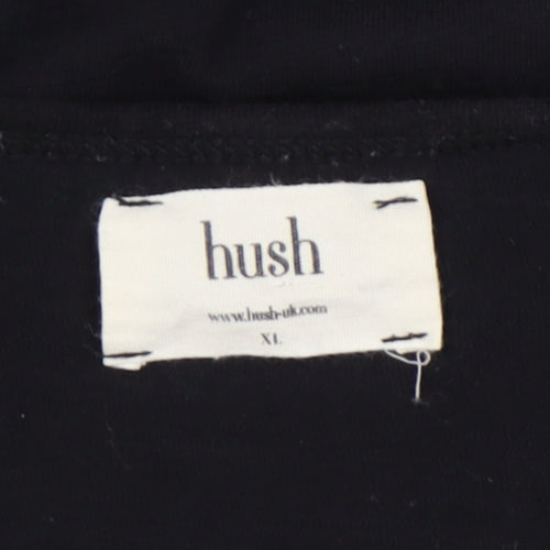 Hush Women Black XL T-Shirt Dress Scoop Neck Half Sleeve Cotton Blend