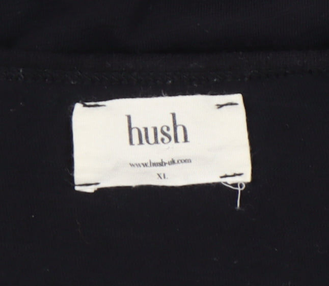 Hush Women Black XL T-Shirt Dress Scoop Neck Half Sleeve Cotton Blend