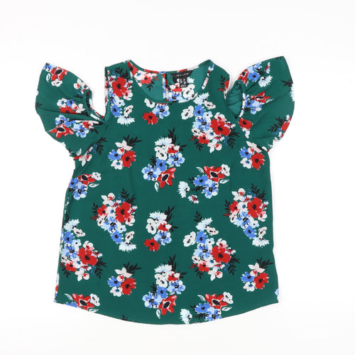 New Look Women’s Green Floral Cold Shoulder Blouse UK 12