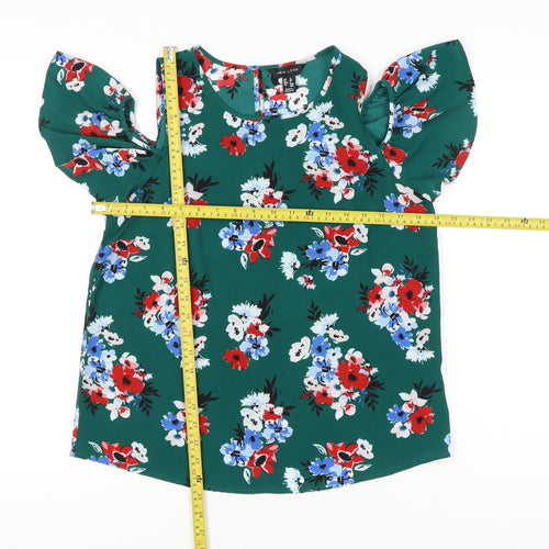 New Look Women’s Green Floral Cold Shoulder Blouse UK 12