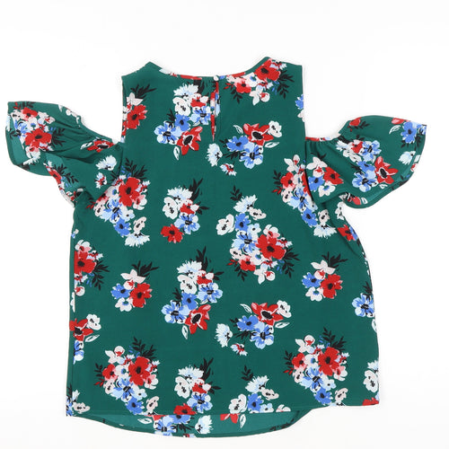 New Look Women’s Green Floral Cold Shoulder Blouse UK 12