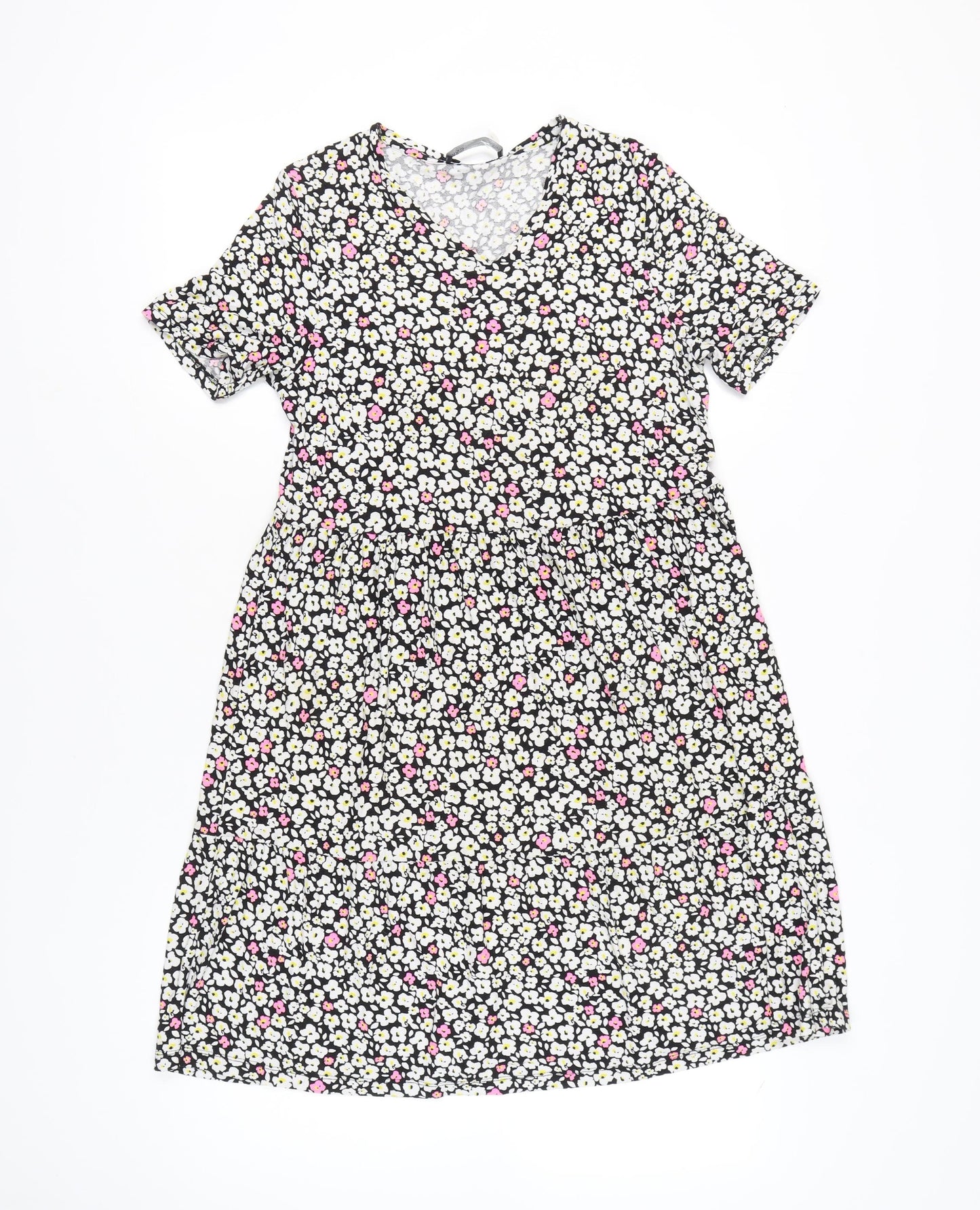 Marks and Spencer Women’s Black Floral V-Neck Skater Dress Size 10