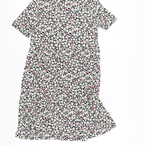 Marks and Spencer Women’s Black Floral V-Neck Skater Dress Size 10
