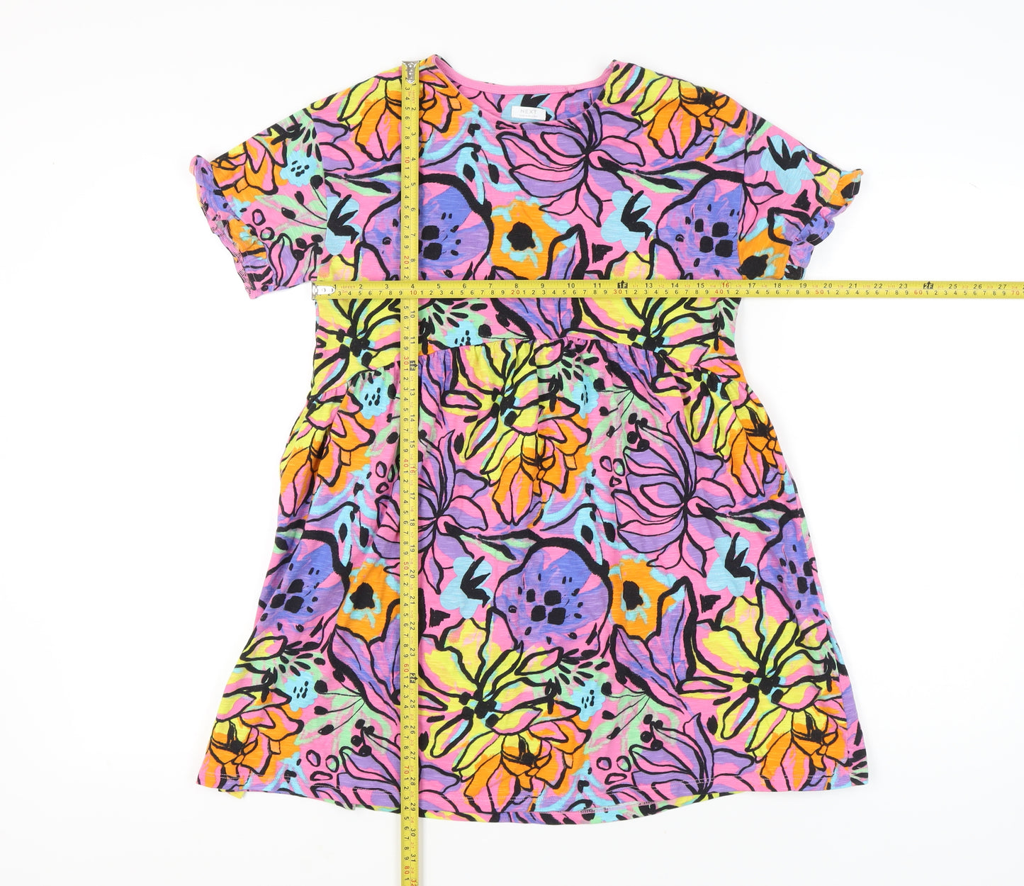 Next Girls Multicoloured Floral Skater Dress 11 Years Cotton Summer Casual