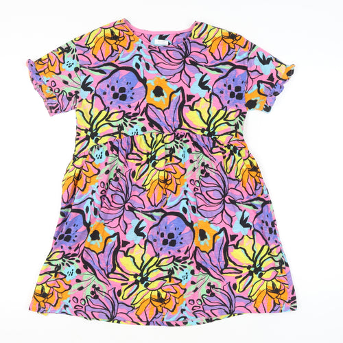 Next Girls Multicoloured Floral Skater Dress 11 Years Cotton Summer Casual