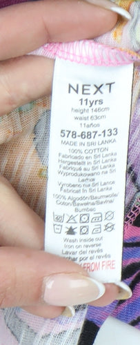 Next Girls Multicoloured Floral Skater Dress 11 Years Cotton Summer Casual