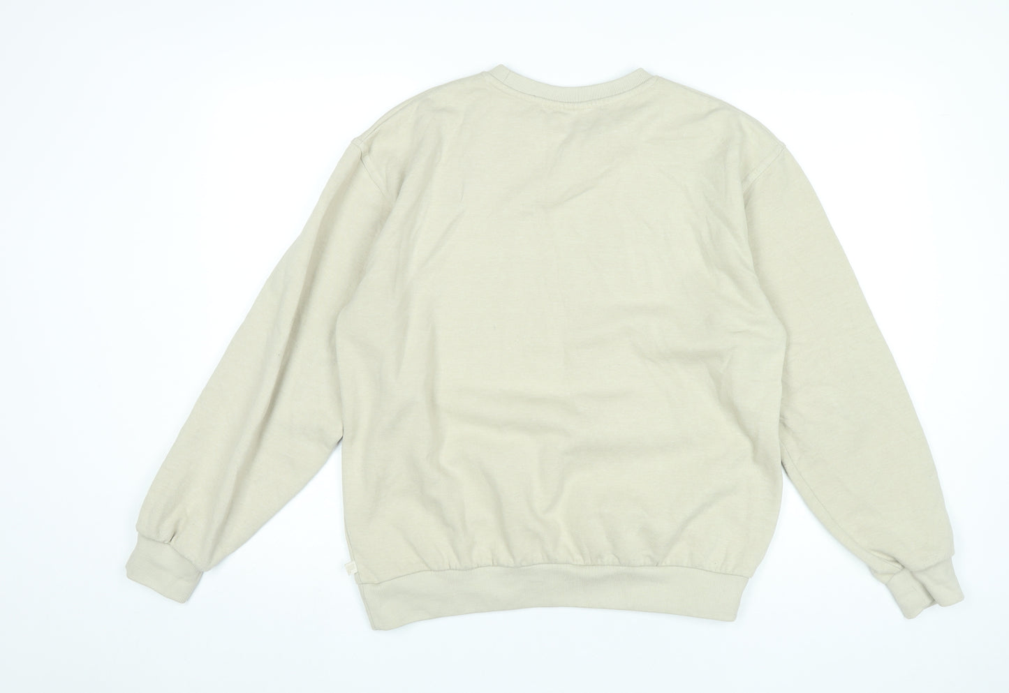 FILA Womens Beige Pullover Sweatshirt Size S Logo Crew Neck Casual