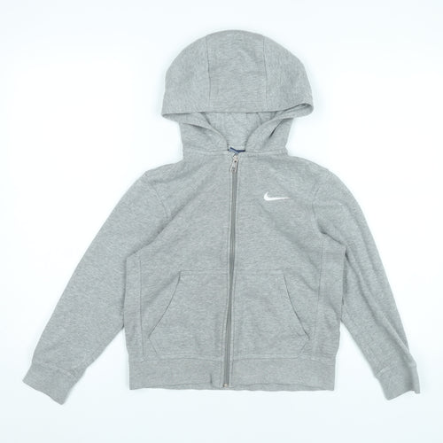 Nike Boys Grey Full Zip Hoodie 8-10 Years Regular Fit Sportswear