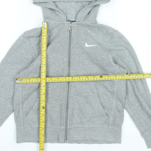 Nike Boys Grey Full Zip Hoodie 8-10 Years Regular Fit Sportswear