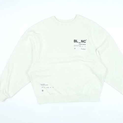 River Island Men's White Graphic Print Pullover Sweatshirt Size S