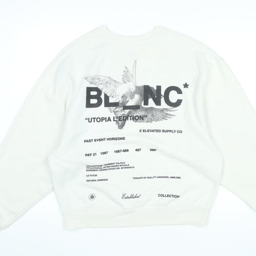 River Island Men's White Graphic Print Pullover Sweatshirt Size S