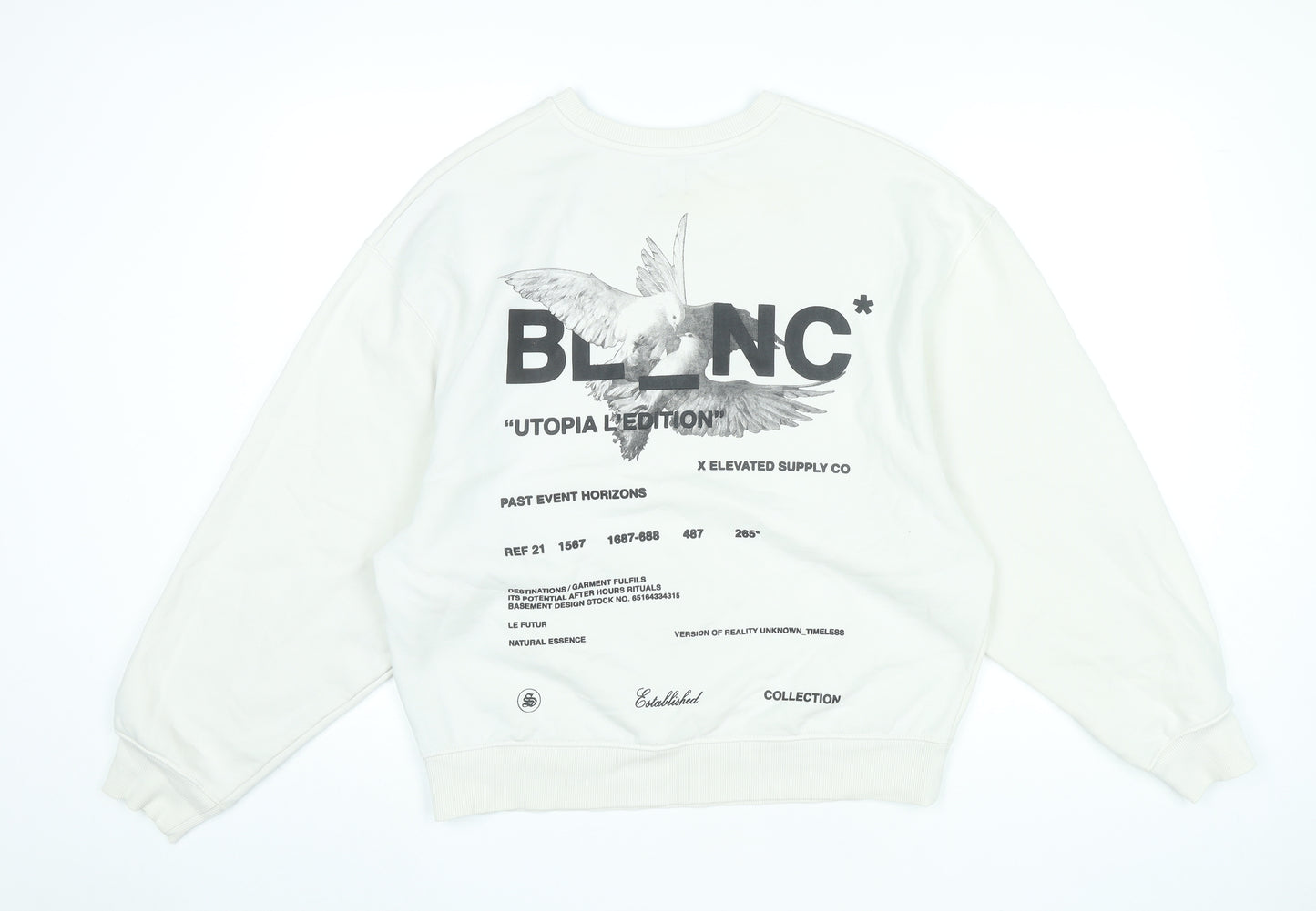 River Island Men's White Graphic Print Pullover Sweatshirt Size S