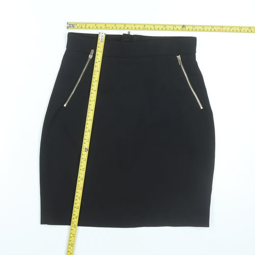 H&M Women’s Black High Rise Pencil Skirt Size 8 Zip Detail
