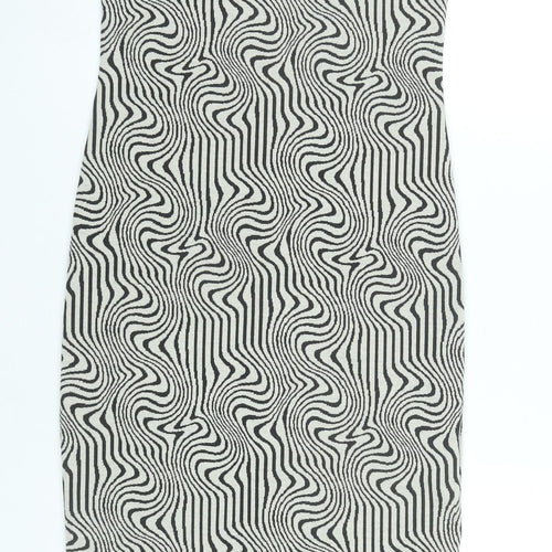 Bershka Womens Black Geometric Slip Dress L Sleeveless V-Neck