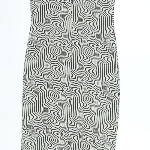 Bershka Womens Black Geometric Slip Dress L Sleeveless V-Neck