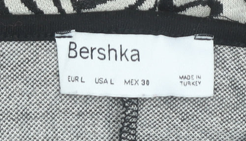 Bershka Womens Black Geometric Slip Dress L Sleeveless V-Neck