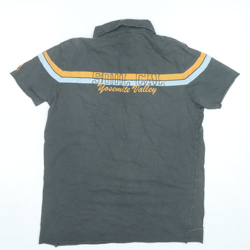 Soul Cal Men’s Grey Polo Shirt Size S Graphic Cotton Casual