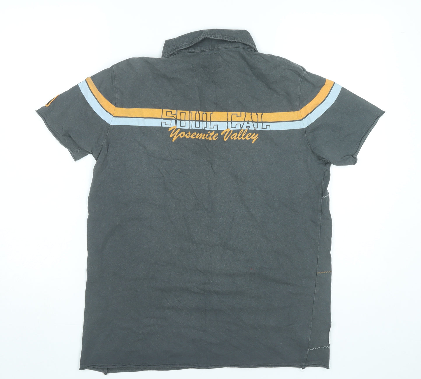 Soul Cal Men’s Grey Polo Shirt Size S Graphic Cotton Casual