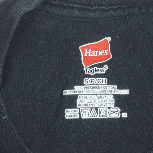 Hanes Men’s Black Graphic T-Shirt Small Nature Outdoor Vintage