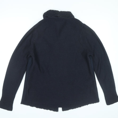 M&Co Womens Black Knit Bomber Jacket Size 14 Full Zip Autumn Winter