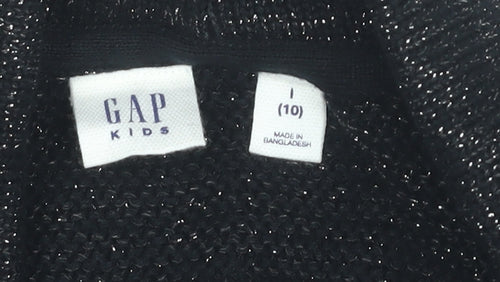 GAP Kids Girls Black Knit Cardigan Jumper Size 10-11 Years Long Sleeve
