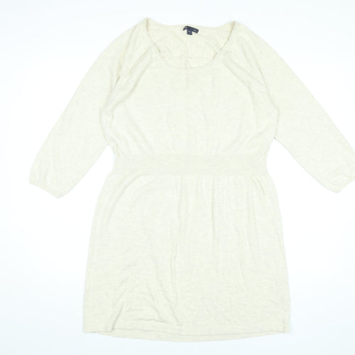 Gap Women’s Beige Jumper Dress L Knit Cotton Blend 3/4 Sleeve