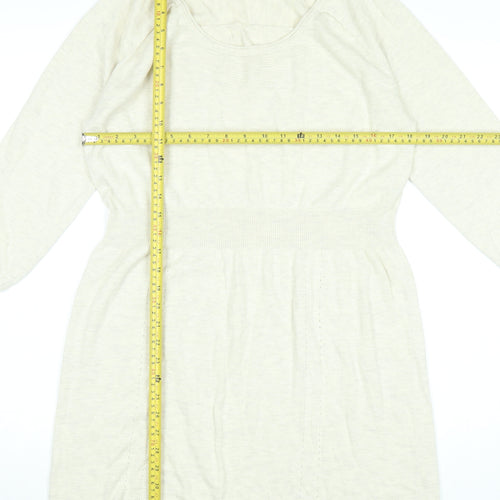 Gap Women’s Beige Jumper Dress L Knit Cotton Blend 3/4 Sleeve