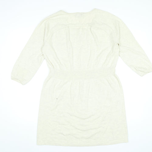 Gap Women’s Beige Jumper Dress L Knit Cotton Blend 3/4 Sleeve