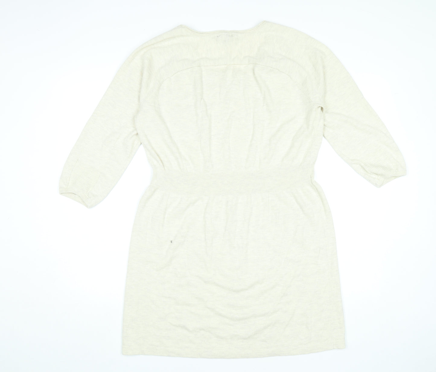Gap Women’s Beige Jumper Dress L Knit Cotton Blend 3/4 Sleeve