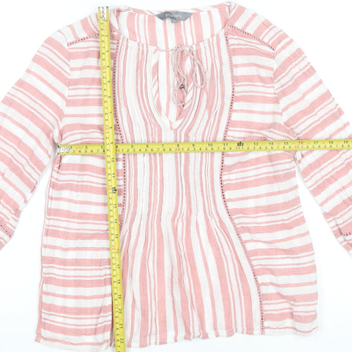 Principles Women’s Pink Striped Cotton Tunic Blouse Size 10