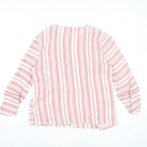 Principles Women’s Pink Striped Cotton Tunic Blouse Size 10
