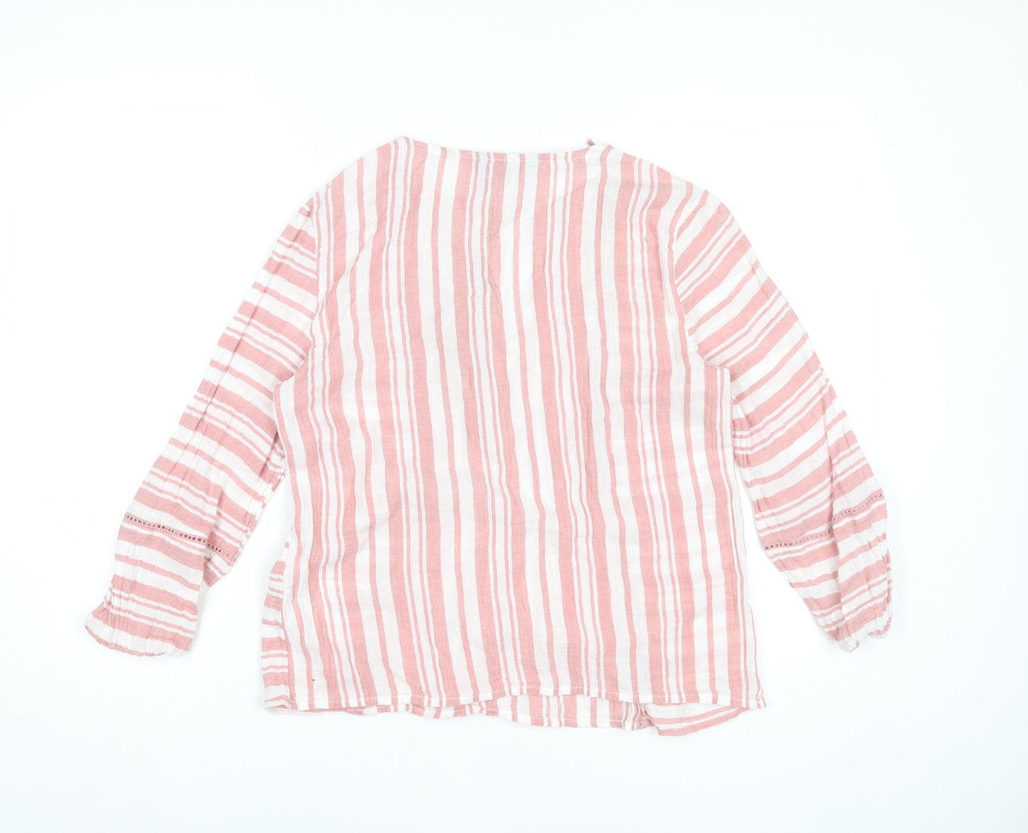 Principles Women’s Pink Striped Cotton Tunic Blouse Size 10