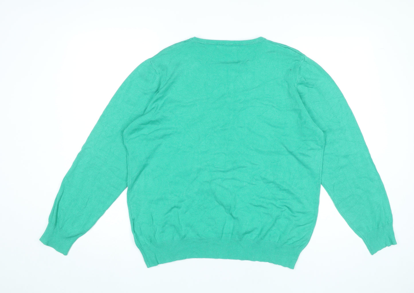 Paramour Womens Green XL Pullover Jumper Crew Neck Rhinestone