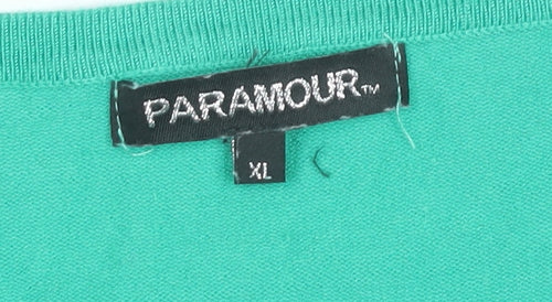 Paramour Womens Green XL Pullover Jumper Crew Neck Rhinestone