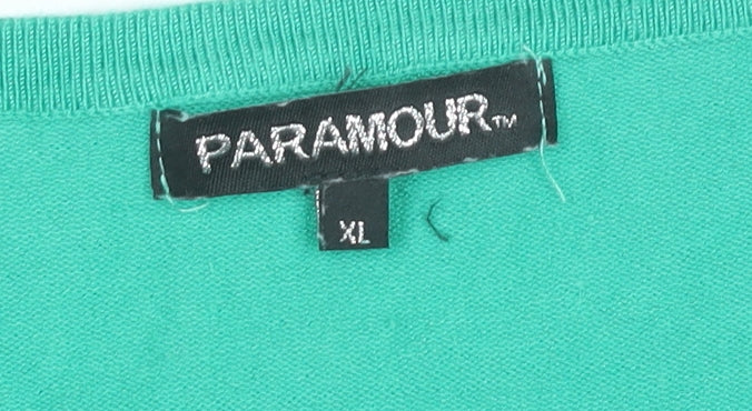 Paramour Womens Green XL Pullover Jumper Crew Neck Rhinestone