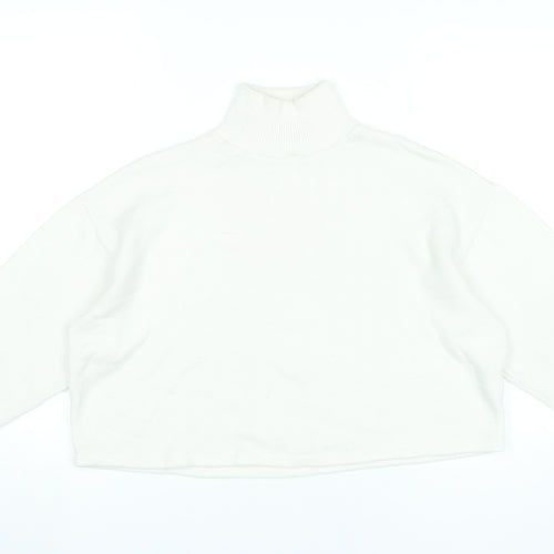 Zara Women’s Ivory Roll Neck Knit Jumper Size M Long Sleeve