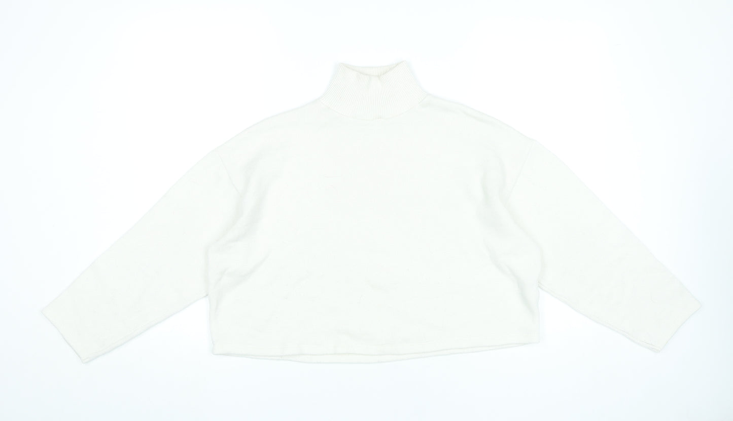 Zara Women’s Ivory Roll Neck Knit Jumper Size M Long Sleeve
